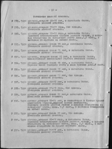 Акт судебно-медицинской экспертизы трупов советских военнопленных, эксгумированных из ям-могил, расположенных на территории военного городка в г. Порхов Псковской области, проведенной профессором Владимирским А.П